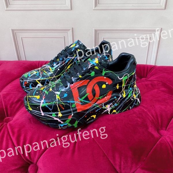 

2023 new luxury men's sneakers designer white shoes leather sneaker platform women casual shoes, Black