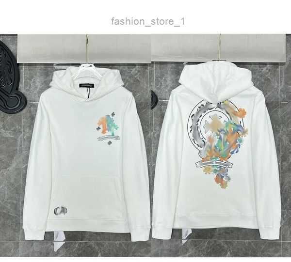 

chromes men's hoodies & sweatshirts ch 7oie designer hearts hoodie mens hoody clothing womens hooded cross flower arm front printed 5 s, Black