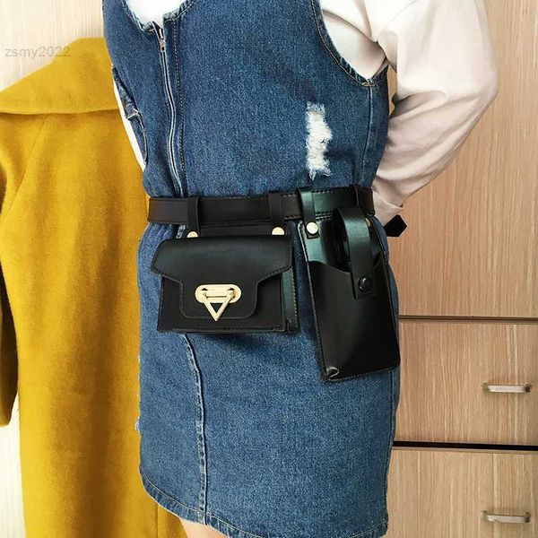 

shoulder bags 2pcs women's belt bag fashion fanny pack luxury designer female waist bags satchel pu phone crossbody chest bag