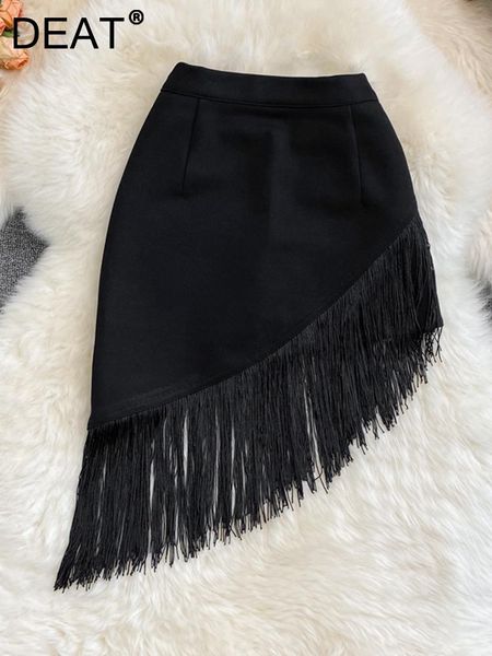 

dresses deat women black irregular tassel skirt new arrivals high waist fashion temperament autumn summer 2022 11d8239, White;black