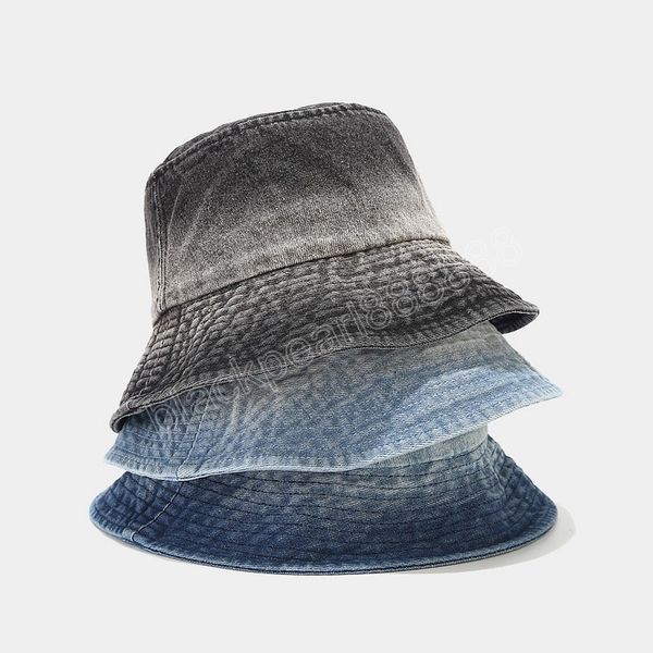 

women men washed denim solid vintage bucket hats lady male spring summer autumn panama fisherman cap hat for women men, Blue;gray