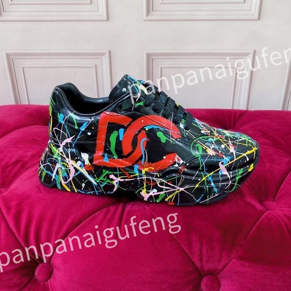 

2023 new luxury men's sneakers designer white shoes leather sneaker platform women casual shoes, Black