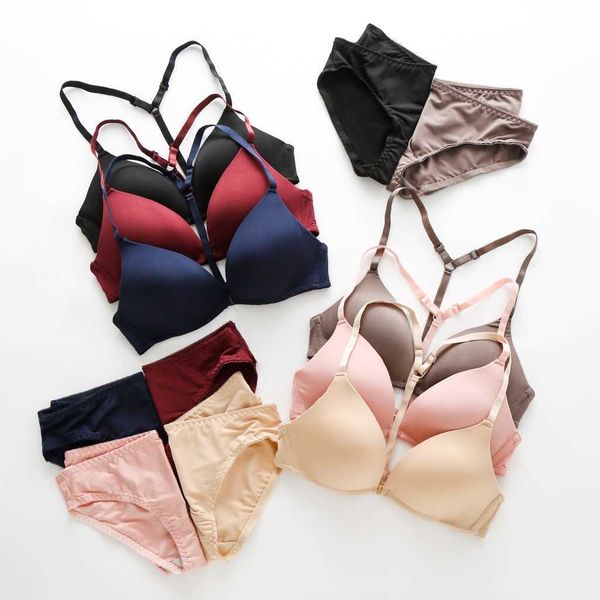 

neck women v front closure seamless bra womens briefs, Red;black