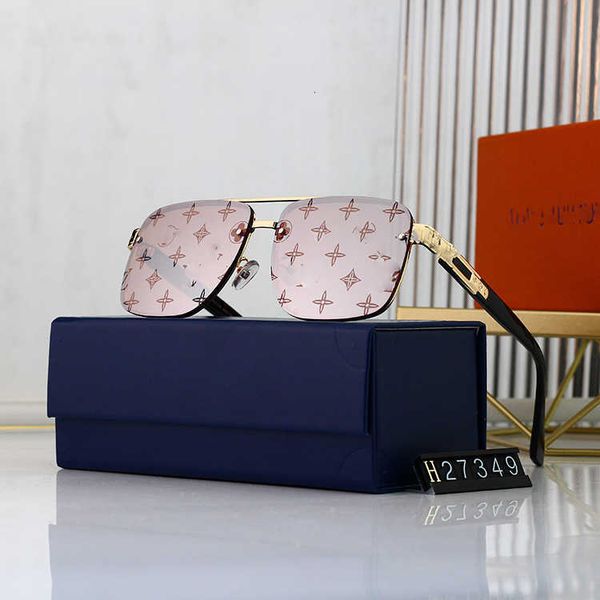 

fashion designer lou vut luxury cool sunglasses 2022 new women's box sunglasses print glasses show thin uv protection, White;black