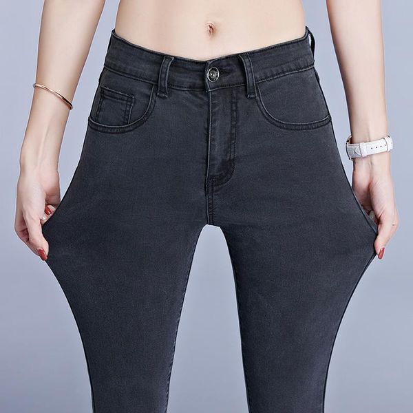 

jeans jeans for women mom jeans blue gray black woman high elastic 40 stretch jeans female washed denim skinny pencil pants