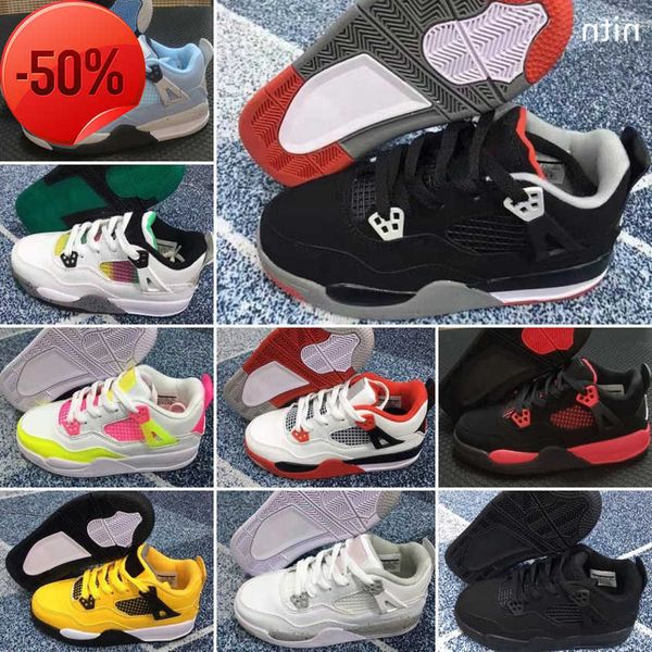

discount 2023 athletic kids shoes 4s store basketball sneakers low price baby girls boys love size eu 28-35, Black