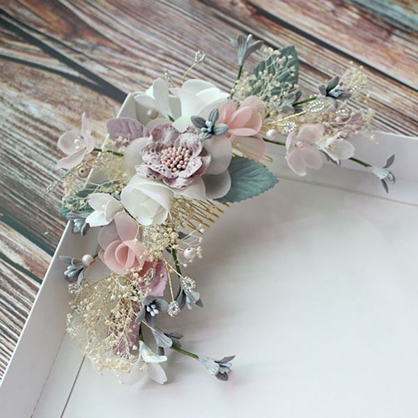 

bridal hair comb piece romantic flower pearls wedding hair accessories woodland girls hair jewelry women headpiece, Silver