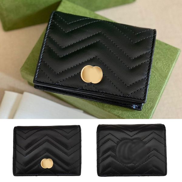 

marmont 5 card fashion with box key wallet card holder genuine leather luxury coin purses women's mens designer small pink wallets hold, Brown;gray