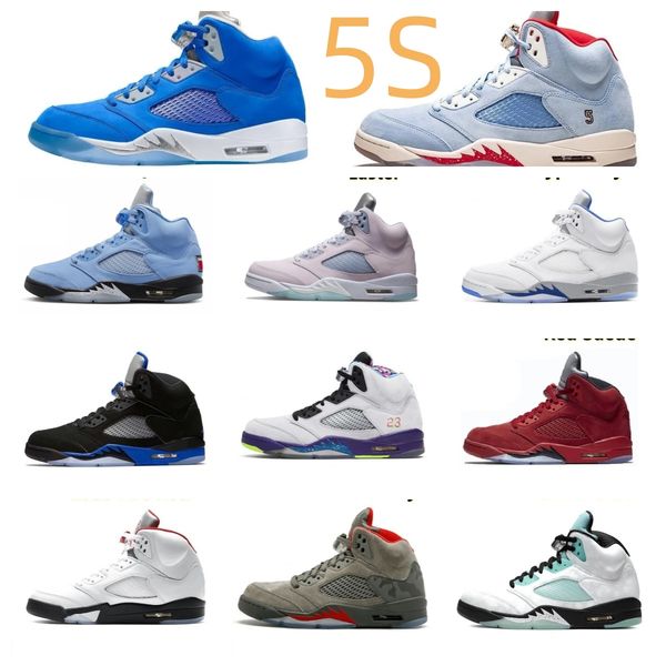 

basketball shoes men women 5s sports sneakers fire raging red jade horizon blue bird sail racer metallic green unc black metallic wolf grey