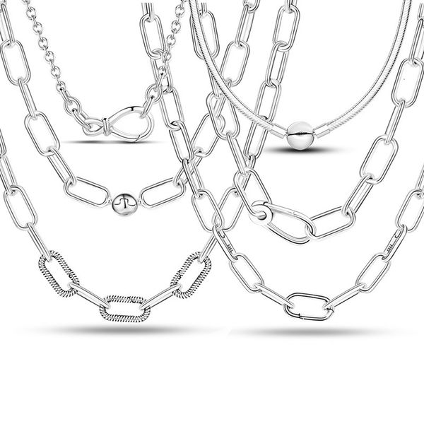 

strands strings original necklace 925 sterling silver me link snake chain necklace for women fit original charm beads diy making jewelry gif, Black