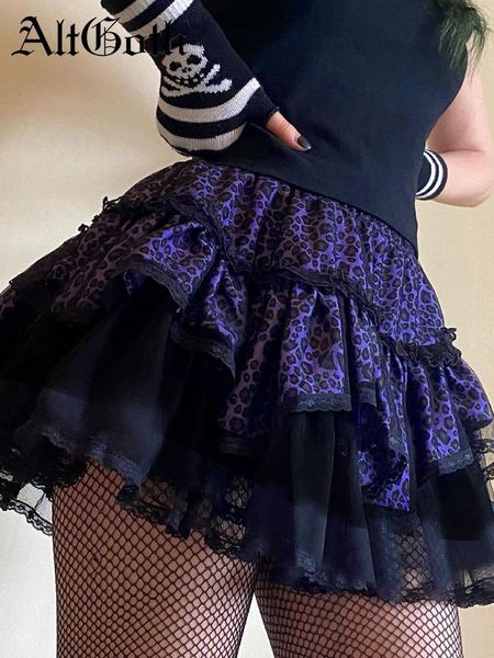 

dresses altgoth streetwear dark gothic leopard skirts women harajuku punk y2k egirl high waist lace patchwork skirts emo alt clubwear, Black;gray