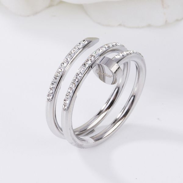 

luxury design micro pave clover nail ring jewelry for women gift, Silver