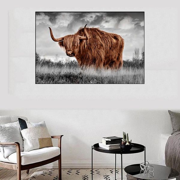 

waste cattle picture wild animal canvas painting printed wall art for living room modern decorative pictures home decor unframe