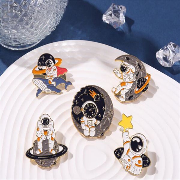 

new astronaut brooch metal badge whale moon book pin planet, Gray