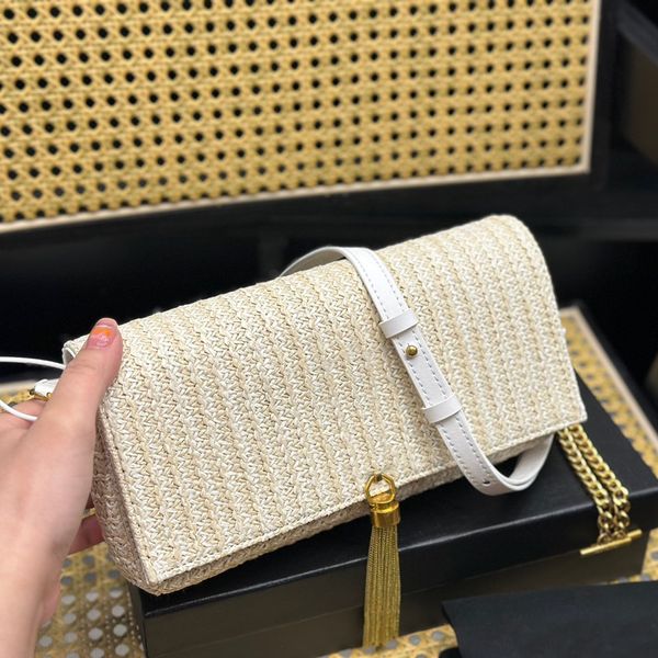 

woven straw crossbody bags wallet 5a designer bags tote womens handbag leather chain strap shoulder bag luxury tassel evening purse letter g