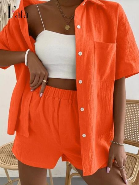 

women's two piece pants long sleeve single-breasted broad-legged shorts set fashion ladies solid suits summer 2 piece outfits for women, White