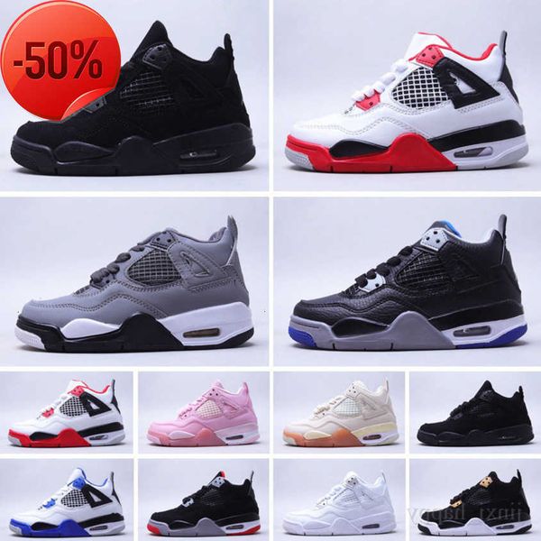 

discount white oreo 4 4s kids baketball shoes lightning 2022 rasta lemon venom alternate pure money big boys girls toddler fire red sneakers, Black