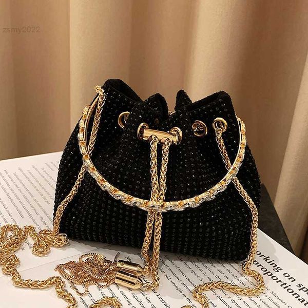 

shoulder bags trendy designer chain rhinestone bucket bags totes handbag purses women shoulder crossbody bags 2023 new evening clutch bag