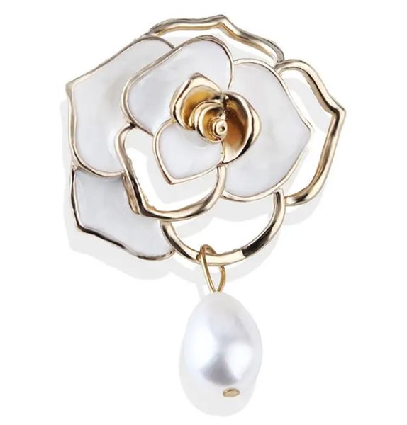 

gorgeous white camellia flower brooch pin - perfect gift for women & girls, Gray