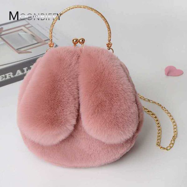

backpacks women plush mini shoulder bag female messenger bags purses soft cute rabbit ears crossbody bags for women plush backpack w0418