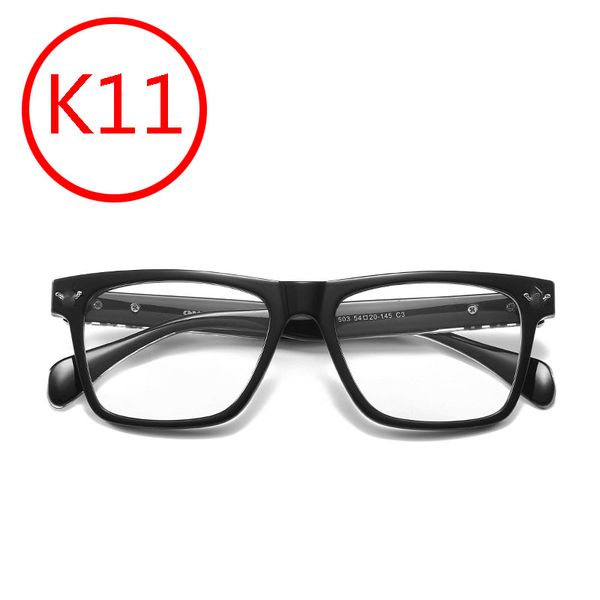 

k11 anti blue light glasses cross flower punk style hip hop skull head same eyeglass frame thick edge vintage large frame glasses, White;black