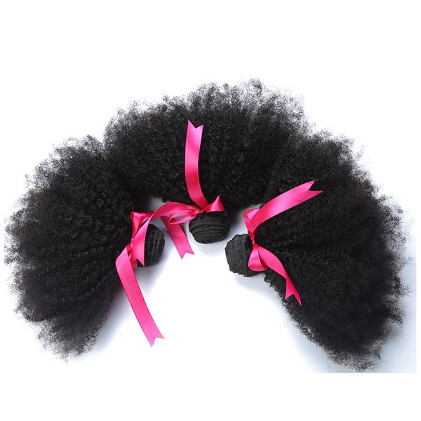 

brazilian peruvian afro kinky curly 3 bundles double wefts 100% human hair natural color products 8-20inch indian raw virgin hairs, Black