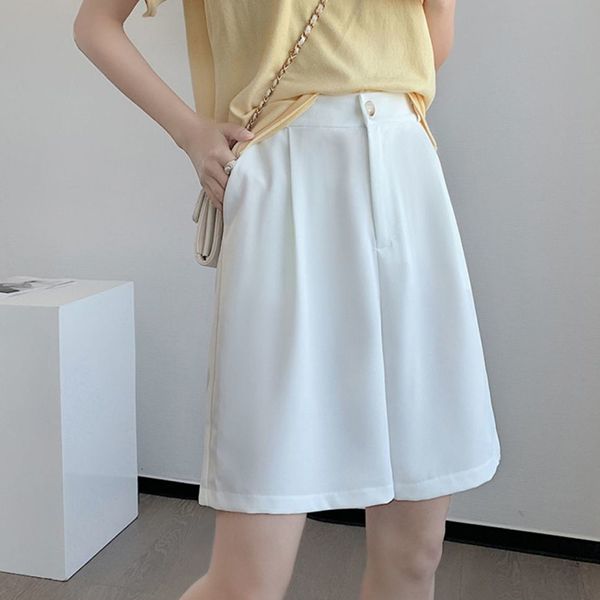 

women's shorts lucyever summer white black suit shorts women korena high waist wide leg shorts woman casual loose knee length pants fem