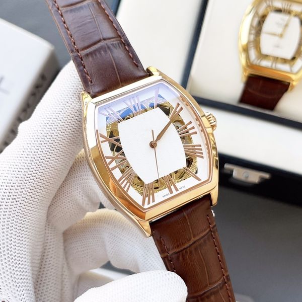 

mens watch classic designer watch automatic mechanical watch leather strap sapphire watch square personality graduated watch smart watch bus, Slivery;brown