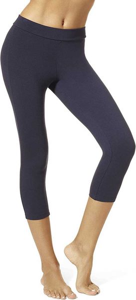 

hue women's wide waistband blackout cotton capri leggings assorted, Black