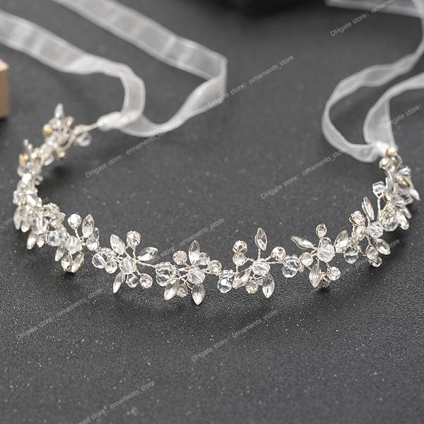 

silver color headbands for women bride handmade crystal rhinestone tiaras hairbands wedding hair accessories queen headband gift fashion jew, White;golden