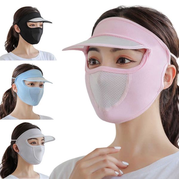 

other fashion accessories ice silk sunscreen full face mask for women windproof cycling outdoor sports beach sun hat lady cycling equipment, Silver