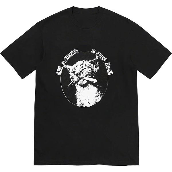 

cat smoke casual summer short-sleeved men's fashion t-shirt o-neck loose tee streetwear skateboard hiphop eu size, White;black