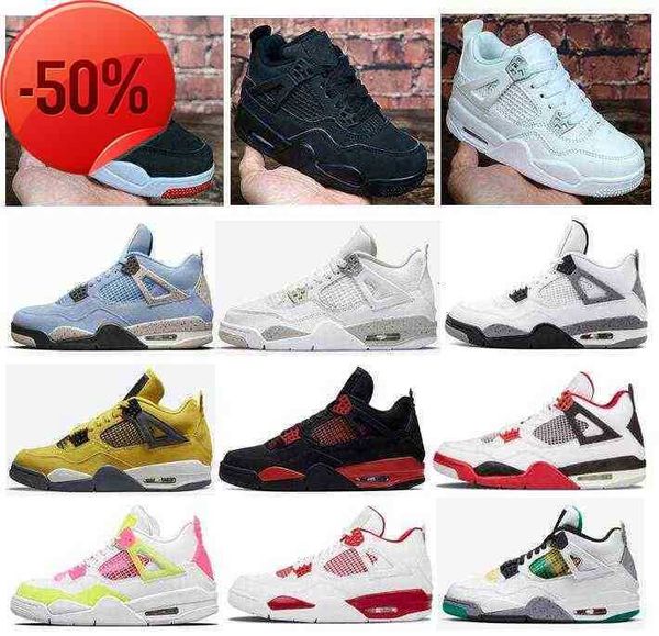 

luxury kids 4 bred white oreo university blue lightning basketball shoes 4s children boy girls black cat red thunder pure money sneakers tod