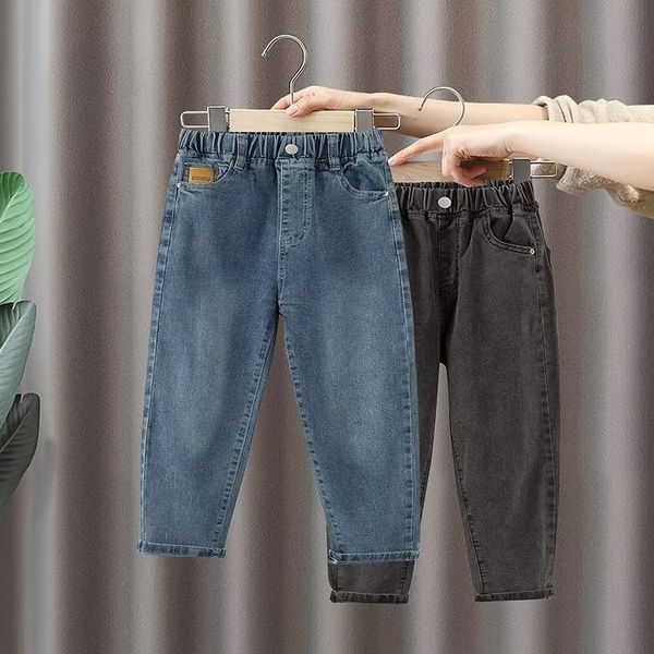 

jeans all-match children's clothing lazy summer zipper mid-waist ins jeans nine-point pants men's simple trend 230418, Blue