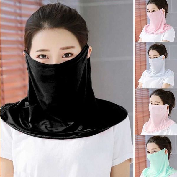 

other fashion accessories ice silk sunscreen mask women summer anti-uv quick-drying face cover scarf breathable lady neck protection hanging, Silver
