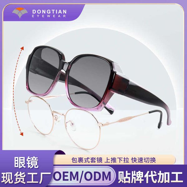 

2022 new tr90 women's nearsighted tac polarized cover ins plain face versatile sunglasses, White;black