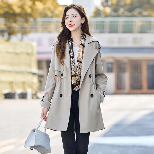 

women's jackets spring fashion long trench coat temperament selfcultivation doublebreasted jacket midlength 230418, Black;brown