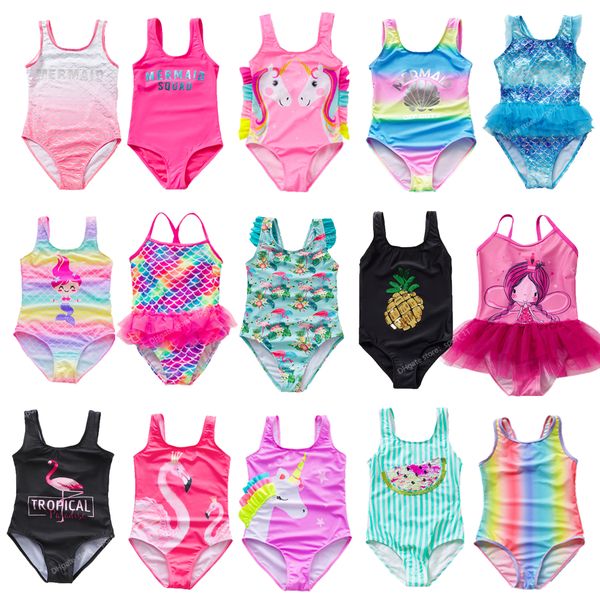 

2-16years girls swimsuit one piece swimsuit 2022 fashion rainbow mermaid swimwear for children summer bathing suits swimone-piece suits merm