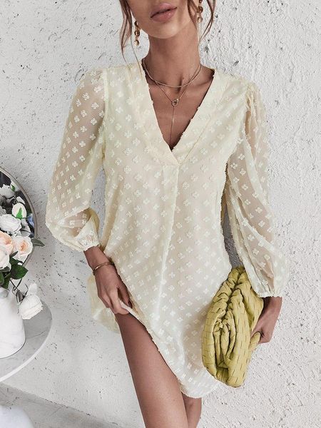 

dresses 2022 new women summer casual v neck long sleeve solid color loose temperament dress for fashion, Black;gray