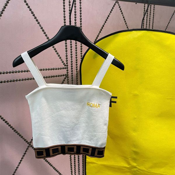 

2023 new fashion summer women's embroid letter tanks 2 colour sweaters sleeveless knit tank women lady casual, White