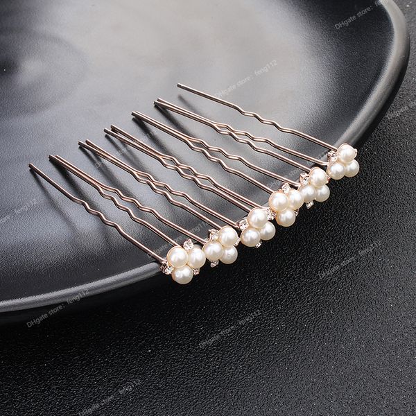 

wedding hair accessories rhinestone hair pins forks for women pearl hairpins bride headpiece party jewelry gift fashion jewelryhair jewelry, White;golden