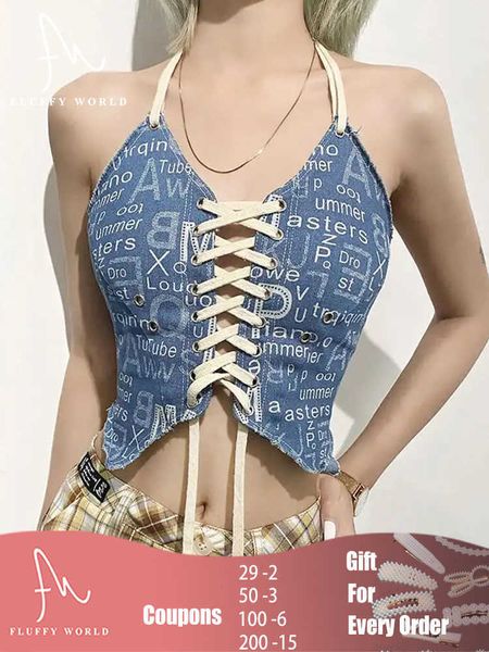 

women's tanks camis jean de imitao de jeans para mulheres camisola vintage de renda sem costas com letras impressas colete de ala para, White