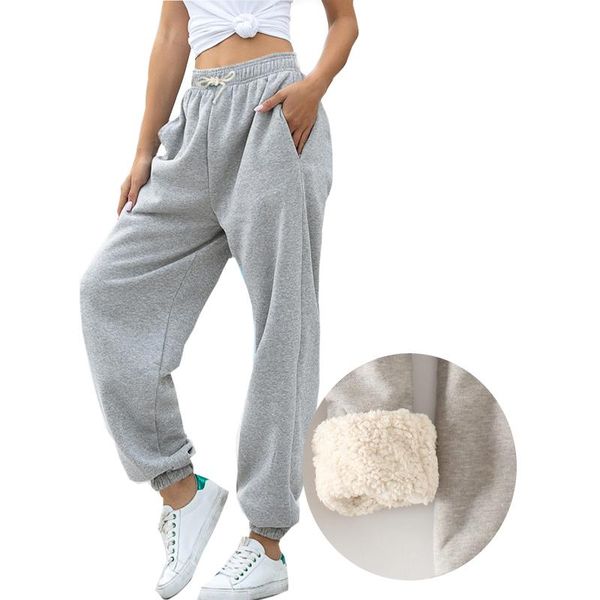 

capris 2022 winter warm women's pants fleece thicken college students sweatpants girls oversized joggers 1 pc enough for winter, Black;white