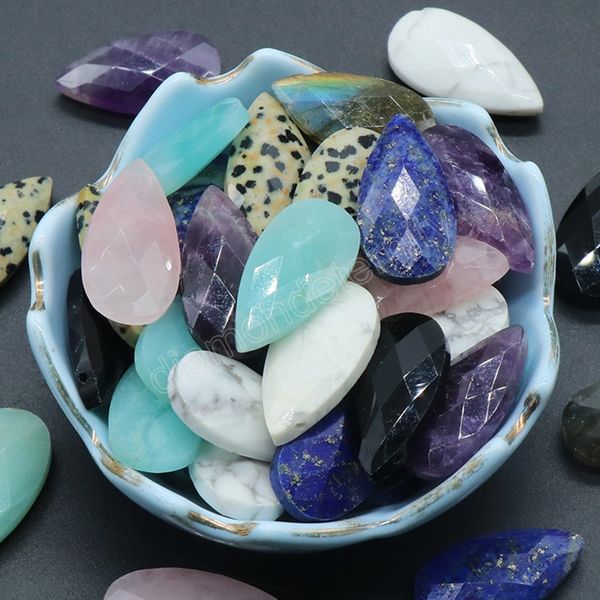 

natural stone pendant water drop section rose quartz polished gemstone crystals charms for jewelry making necklace earrings, Bronze;silver