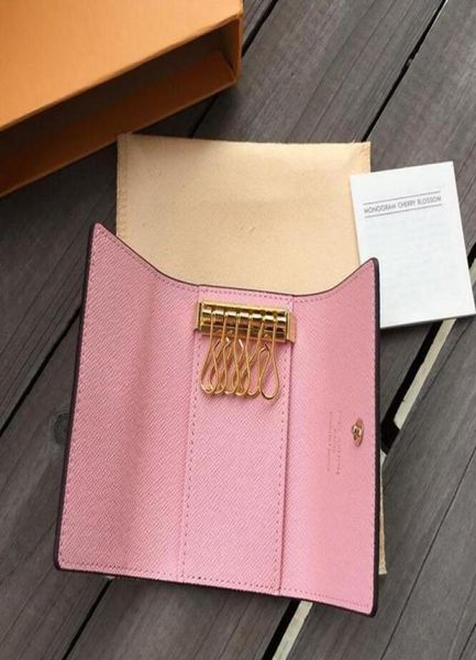 

new women men classic 6 key holder cover keychain key wallets men with boxdust bag card key ring 7 colors6694458, Red;blue