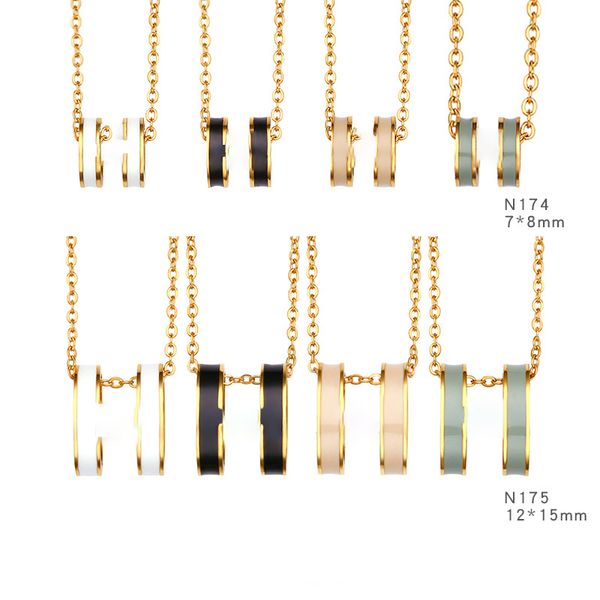 

luxury design letter h pendant necklace 18k gold stainless steel necklace for women gift, Silver