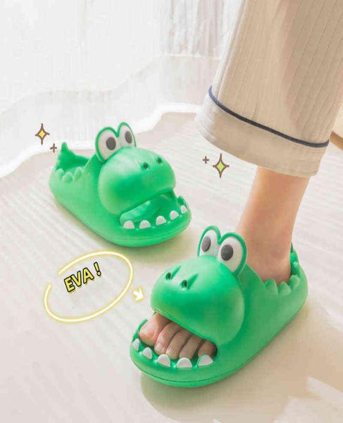 

2022 thick platform bathroom home slippers women cute dinosaur parentchild shoes antislip slides ladies men039s shoes indoor 5212689, Black