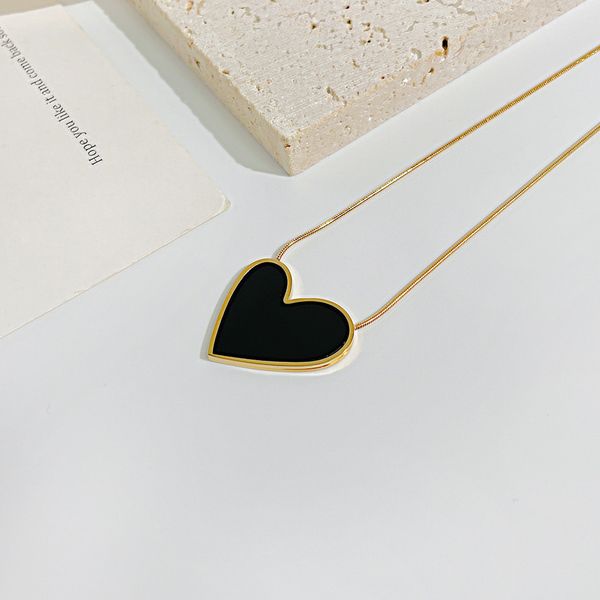 

fashion love heart pendant necklaces women stainless steel trendy designer gold clavicle chain choker jewelry gifts for ladies, Silver