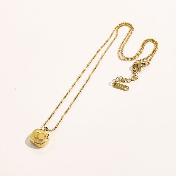 

gold plated designer pendants necklaces luxury brand stainless steel double letter choker pendant necklace chain jewelry accessories gifts h, Silver