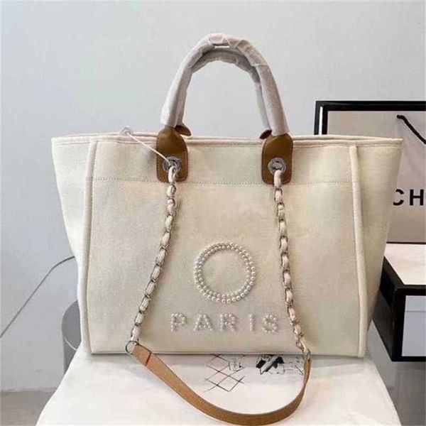 

50% off label luxury pearl beach bag canvas portable large capacity classic big handbags bkbf